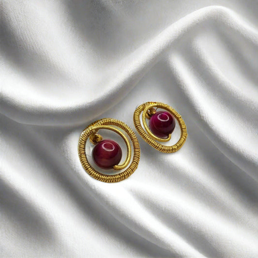 Gold Plated Cherry Studs Earrings