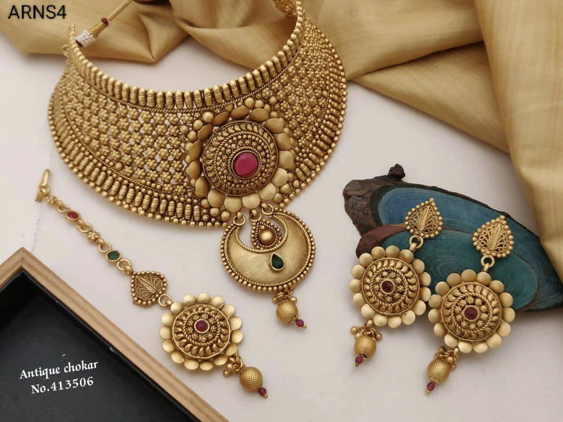 Gilded Elegance: Embracing Luxury with a Golden Choker Necklace Set