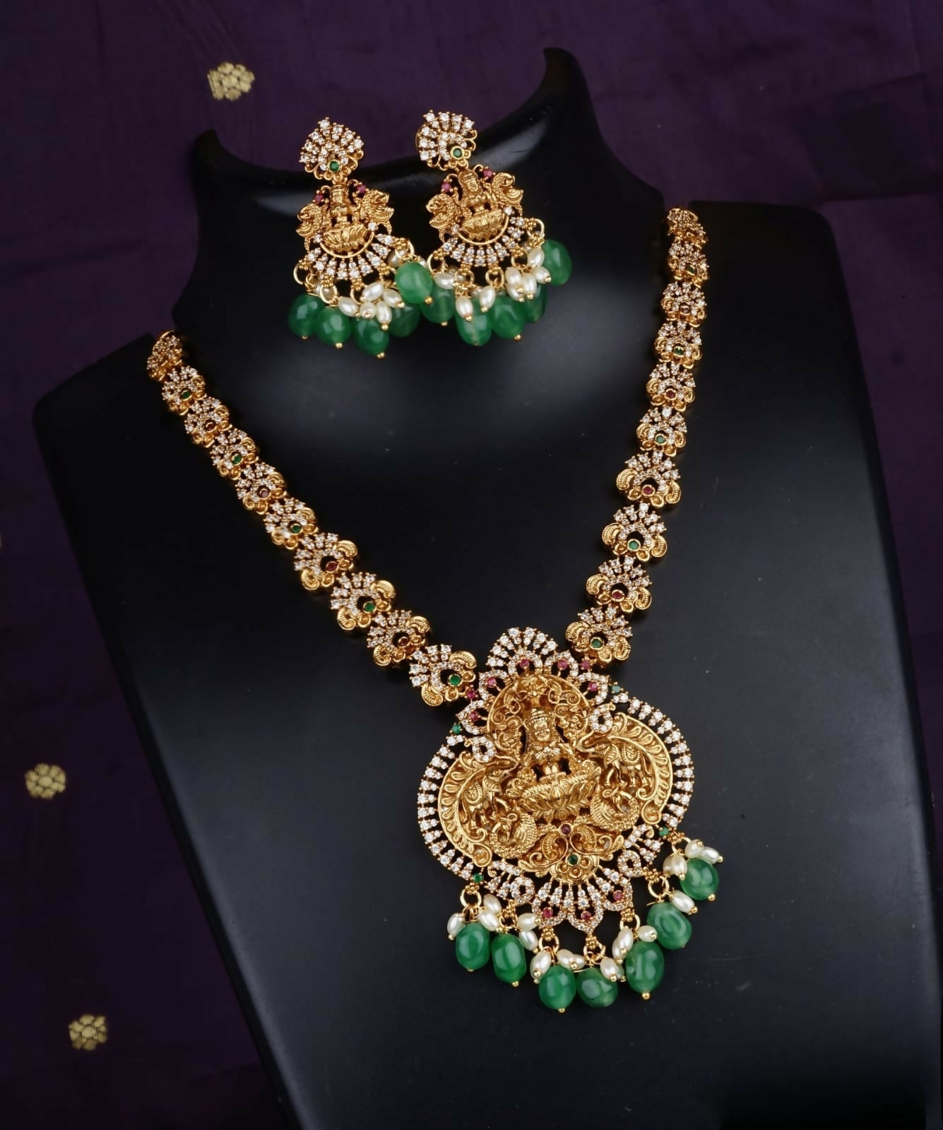 Matte Finish Lakshmi Jewellery Set