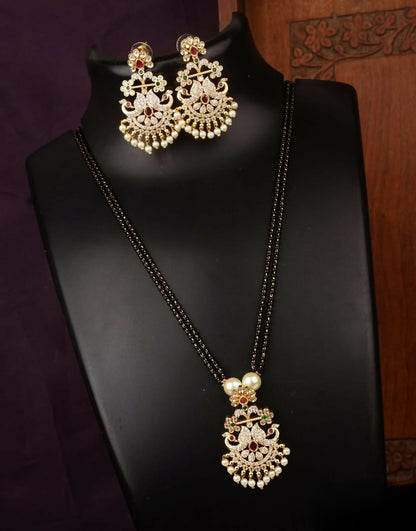 Black Beaded Gold Finish Jewellery Set