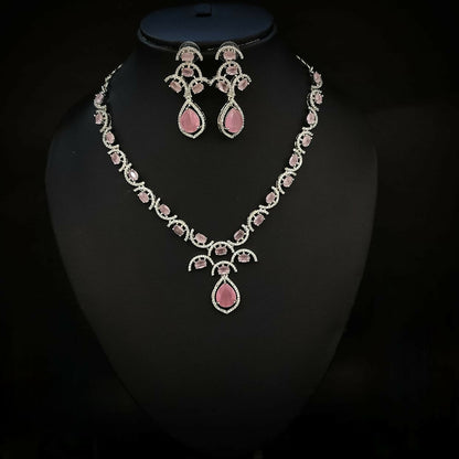 Elegant Nikhar American Diamond Jewellery Set