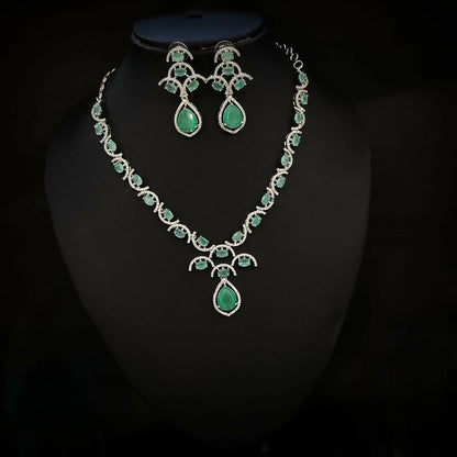 Elegant Nikhar American Diamond Jewellery Set