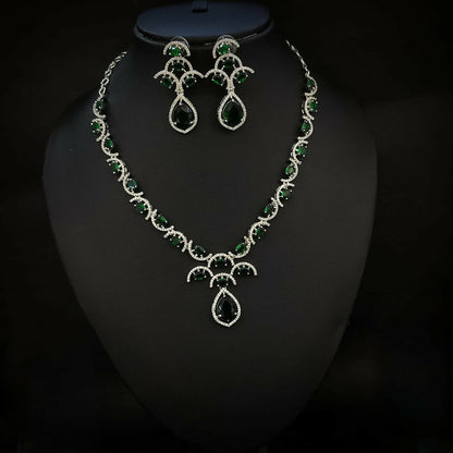 Elegant Nikhar American Diamond Jewellery Set