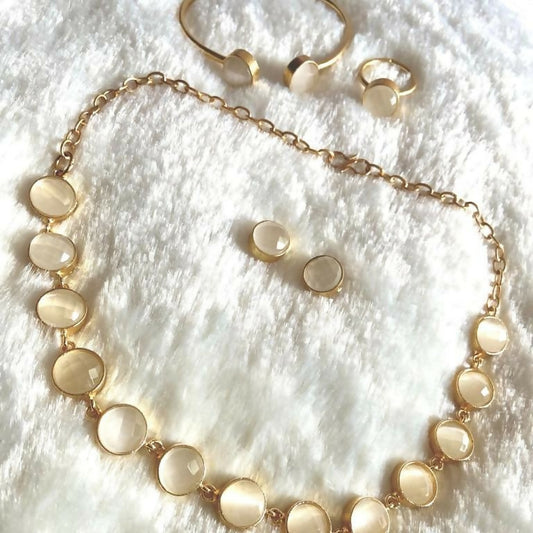 Gold Finish Radiant Pearl Necklace Set