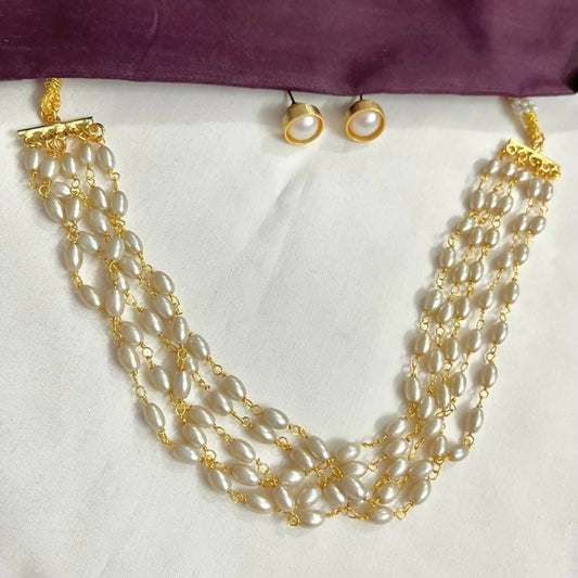Elegantly White Beaded Necklace Set