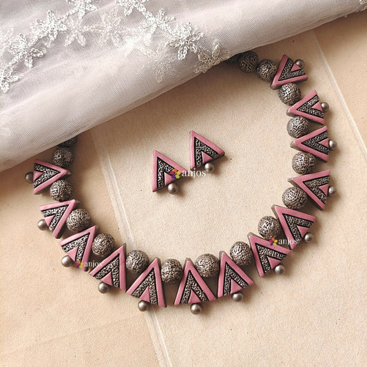 Triangular Shaped Handmade Terracotta Jewellery Set