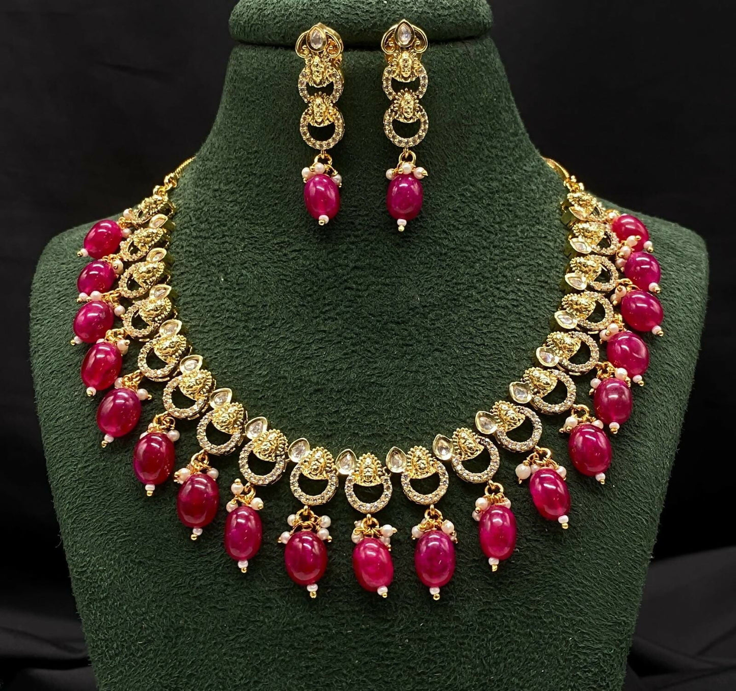 Golden beads necklace set