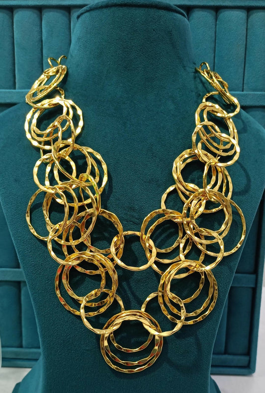 Brass Multi Clustered Gold Tone Necklace