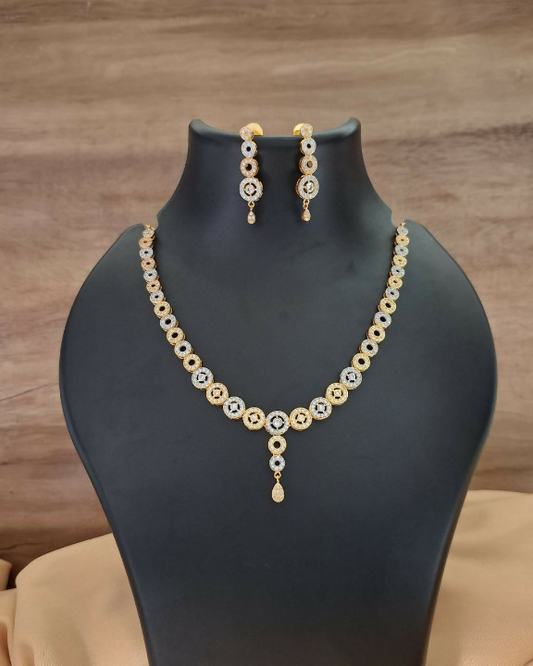 Glamaorous Gold Plated AD Necklace Set