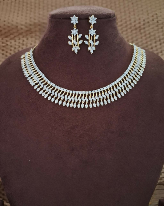 Radiant White Gold Ensemble Diamond Necklace Set