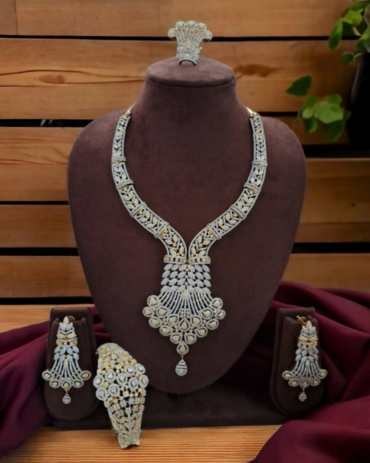 Ethereal American Diamond Bridal Necklace Set