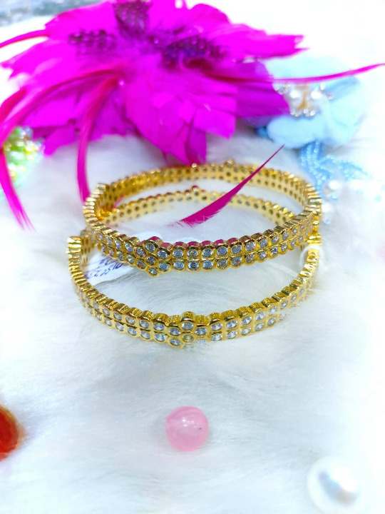 AD Studded Gold Plated Bangles