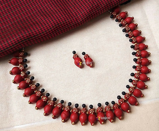 Cherry Red Terracotta Jewellery Set