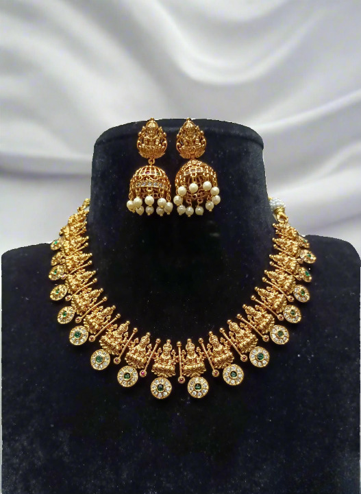 Zirconia Studded Godddess Necklace Set