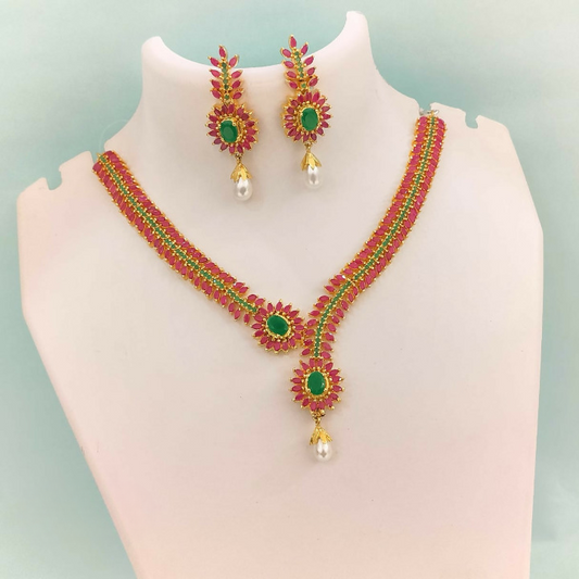 Elegant Red Crystal Necklace Set