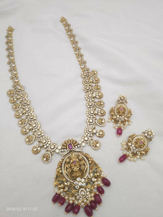 Kundan zirconia necklace set