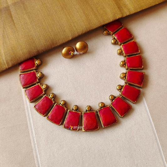Elegant Red Terracotta Jewellery Set