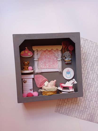 Miniature baby girl baby boy customised frame