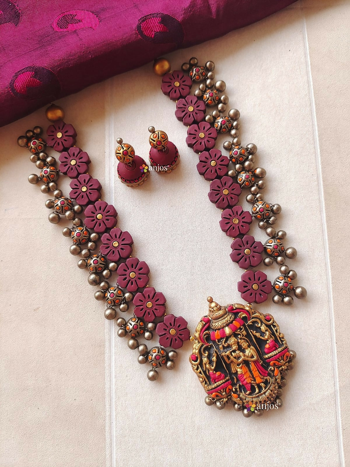 Radha Krishna Terracotta Jewellery Set
