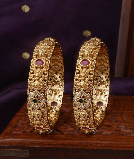 Gold Plated Floral Bangles