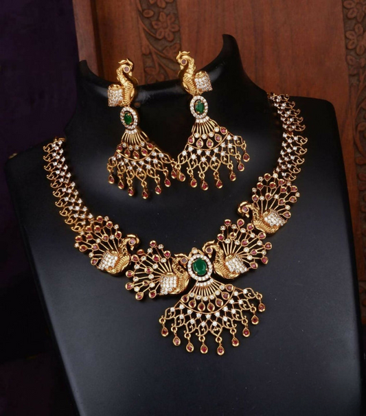 Golden bridal necklace set