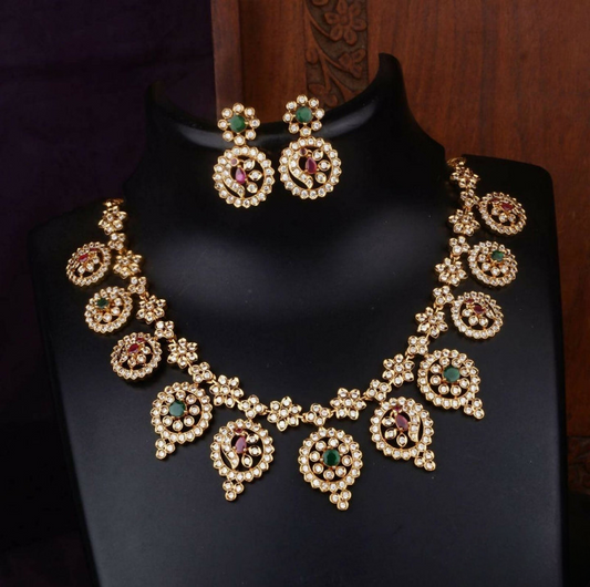Multi Color Kundan Matte Finish Necklace Set