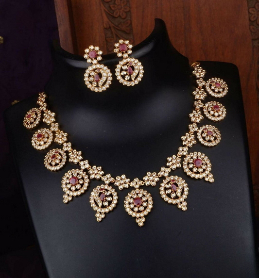 Kundan Studded Gold Finish Necklace Set