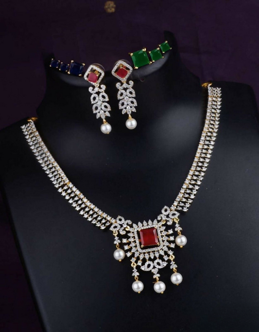 White gold plated necklace set