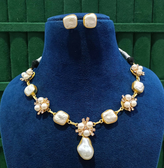 Elegant White Pearl Necklace Set