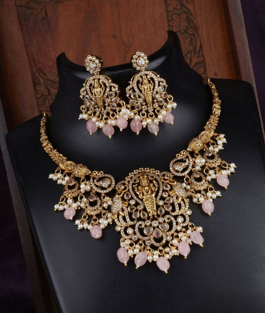 Golden Bridal AD Necklace Set