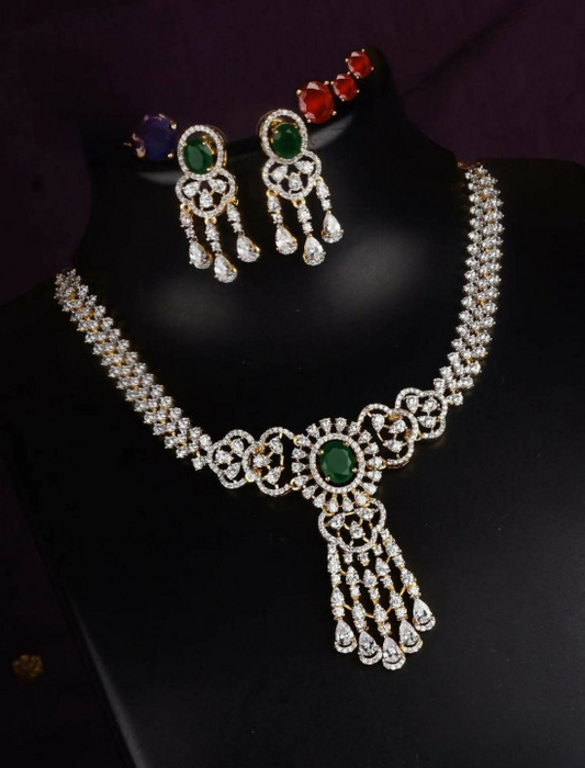 Equisite Interchangeable American Diamond Necklace Set