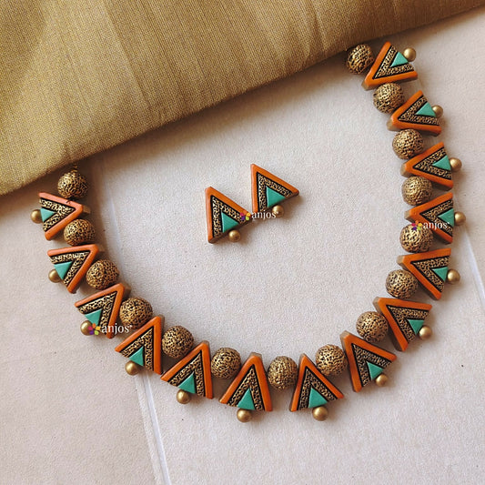 Geometric Shaped Terracotta Jewellery Set
