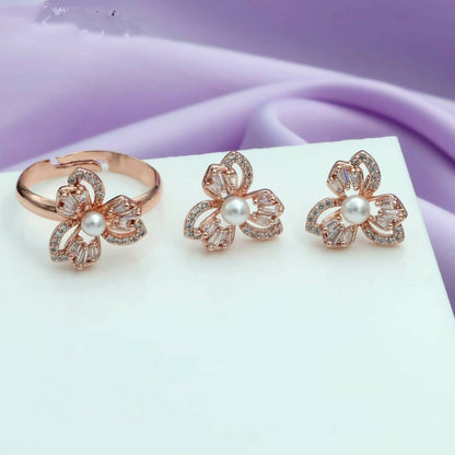 AD Rose Gold Earrings and Ring Set