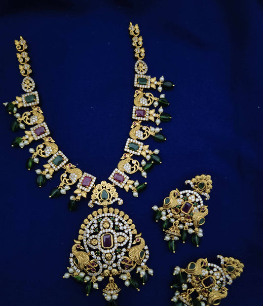 CZ gold plated necklace set