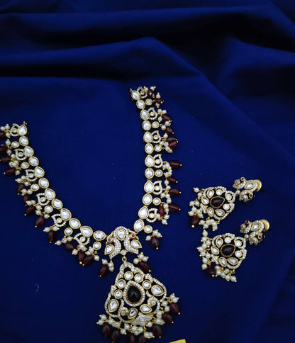 CZ Studded Kundan Necklace Set