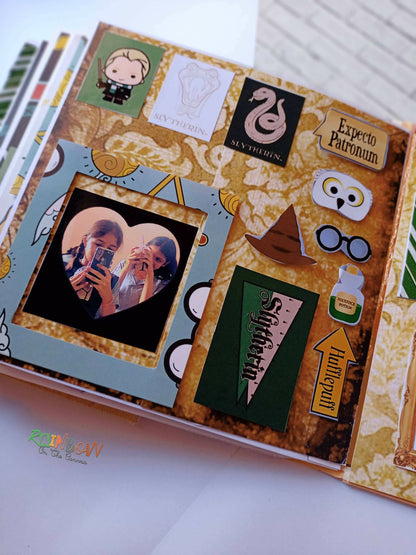 Slytherin theme personalised Harry Potter scrapbook for kids and fans