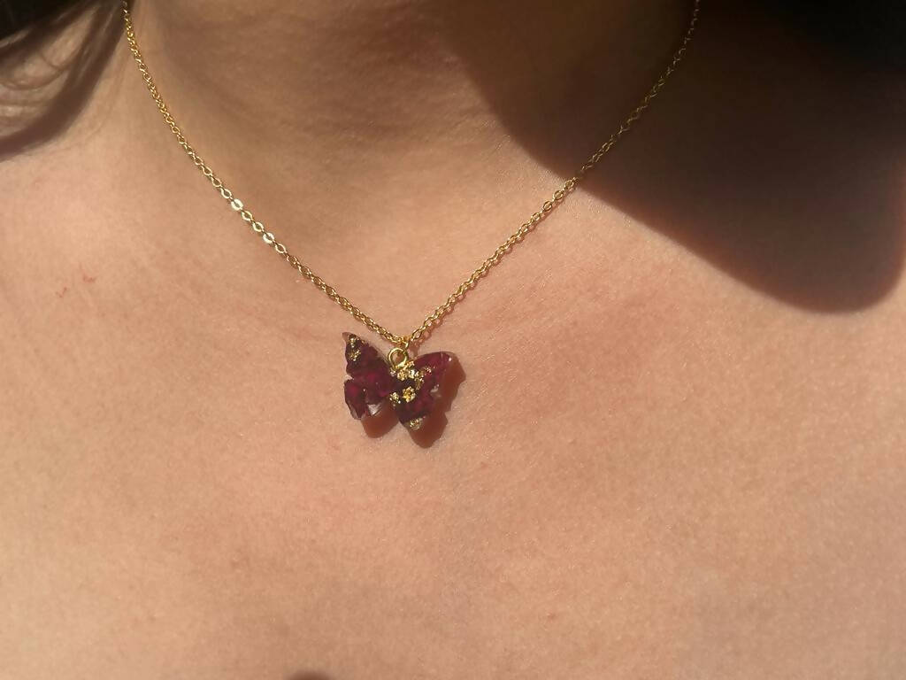 Red Rose Butterfly Pendant