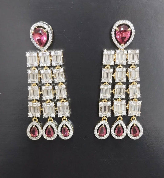 Rose Crystal Matte Finsh Dangler Earrings
