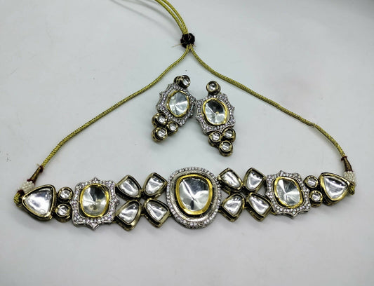 Flower Designed Silver Necklace Set