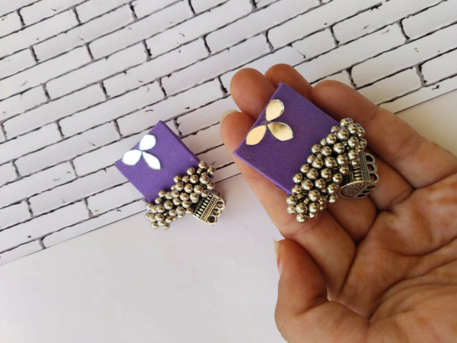 Purple square earrings