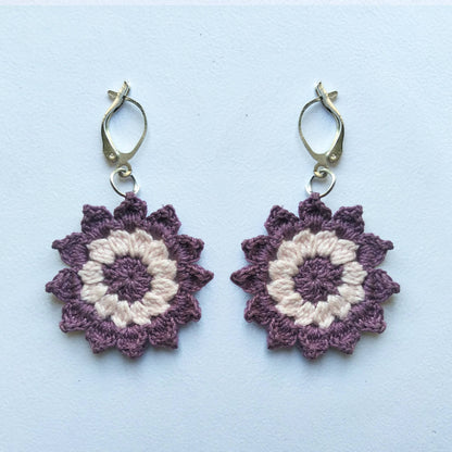 Purple Floral Mandala Earrings