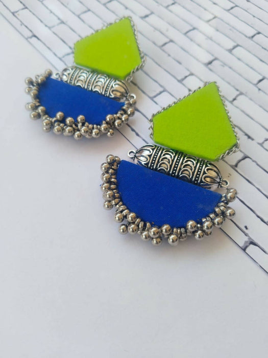 Parrot green and blue earrings