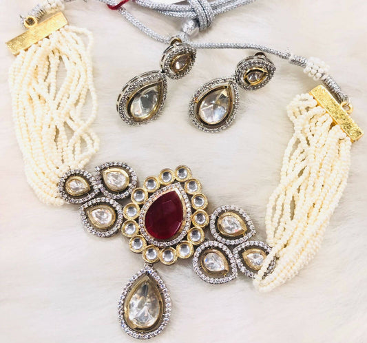 CZ kundan necklace set