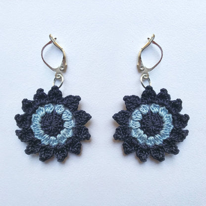 Blue Floral Mandala Earrings