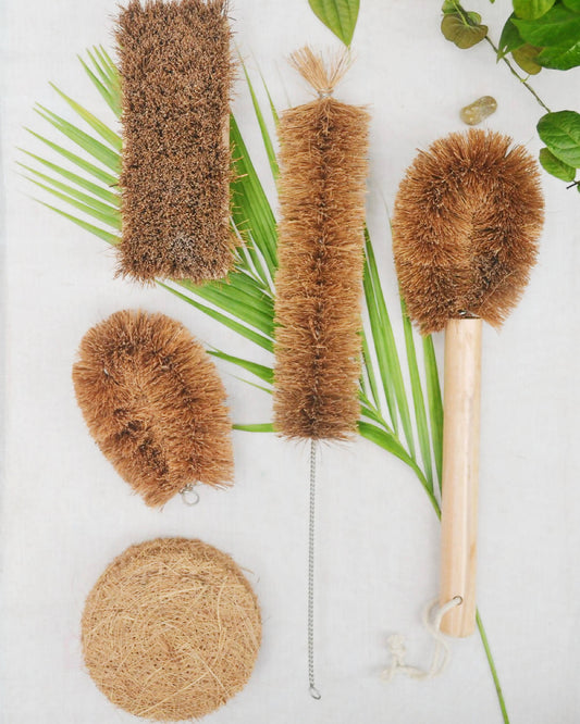 Coconut Fiber Cleaning Kit (Pack of 5 Coir Brushes)