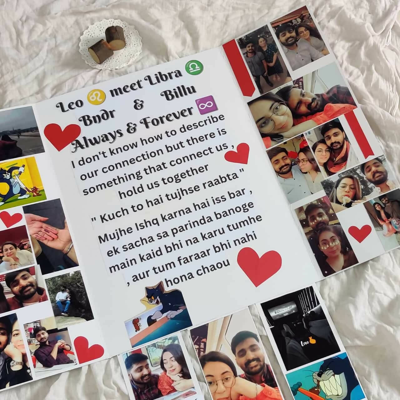 Giant Big anniversary falling card customised with photos and name