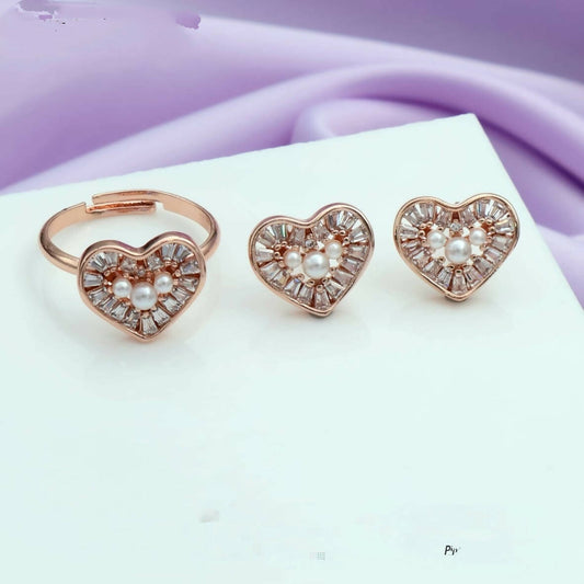 AD Rose Gold Earrings and Ring Set