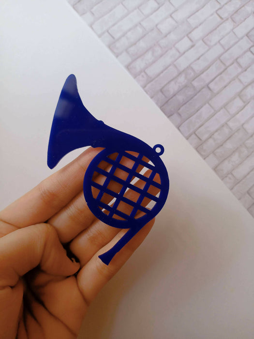Blue french horn keychain (acrylic base)