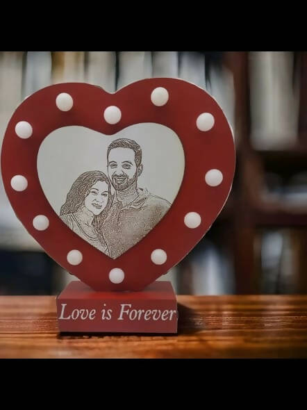 Love is Forever Heart Shape Plaque customised photo frame With LED Lights