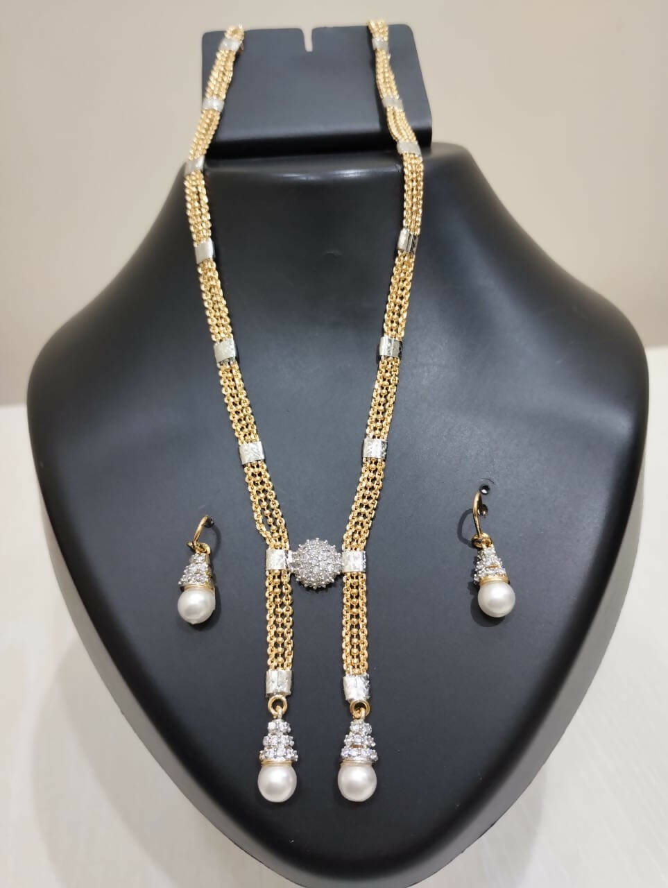 Pearl Drop Gold Plated Necklace Set